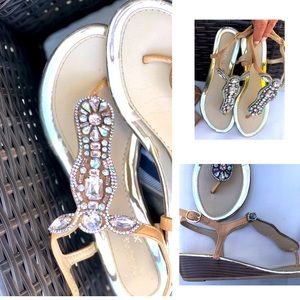 Madeline Stuart jeweled wedge sandals